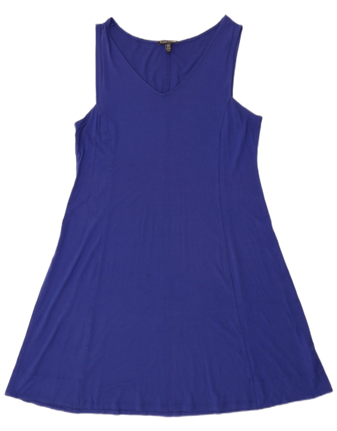 Eileen Fisher Damen Ärmelloses A-Linien-Kleid UK 14 Mittelblaue Viskose