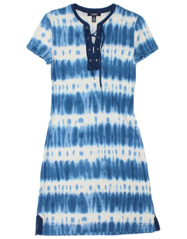 Chaps T-Shirt-Kleid für Damen, UK 8, Größe S, blau, Batik-Baumwolle