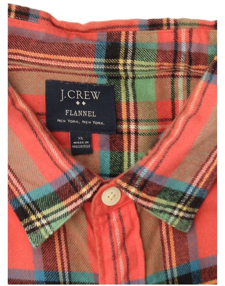 J. Crew Herren-Flanellhemd XL, rosa kariert, Baumwolle