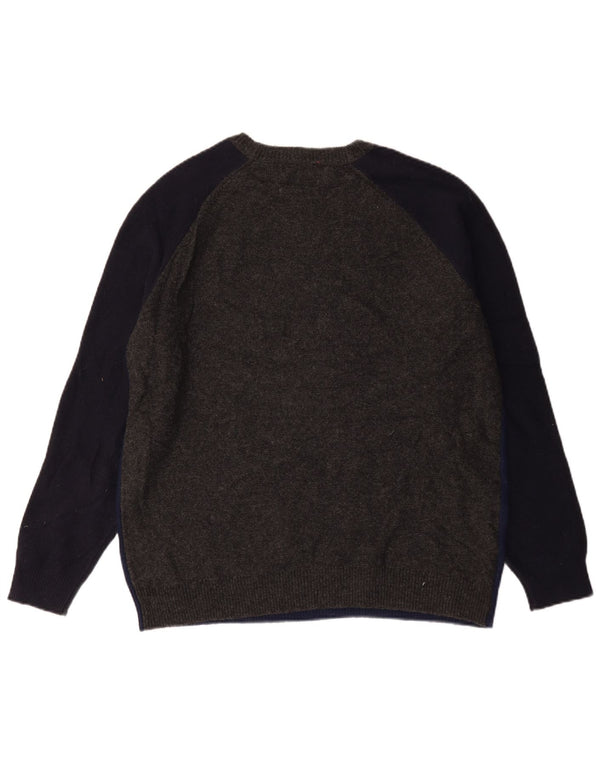Marks & Spencer Herren-Pullover mit Rundhalsausschnitt, groß, Marineblau, Farbblock