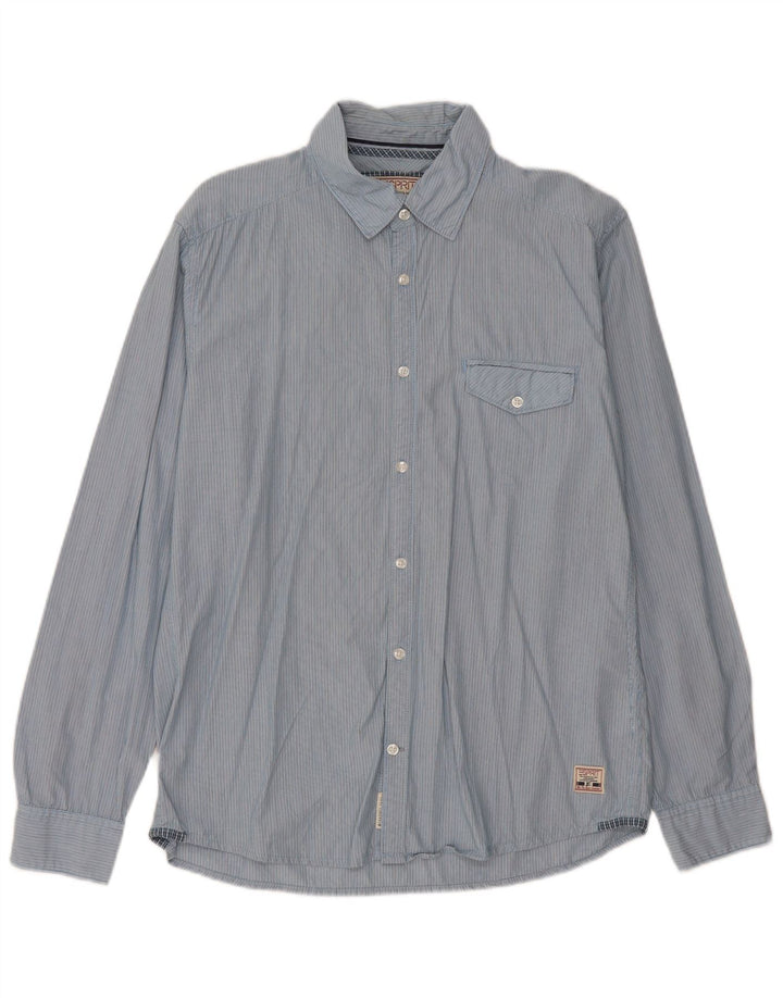 ESPRIT Slim-Fit-Hemd für Herren, groß, blau, Nadelstreifen