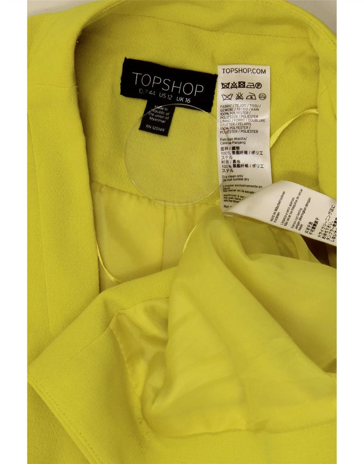 Topshop Womens Open Bolero Jacke UK 16 Large Gelb Polyester