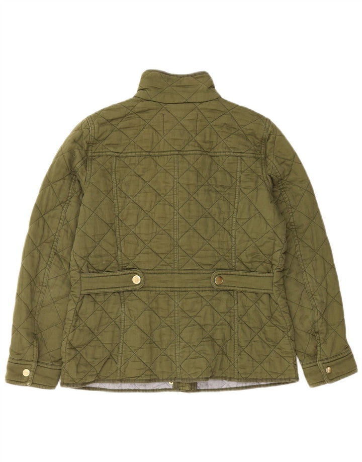 J. CREW Damen Steppjacke UK 10 Small Khaki Baumwolle