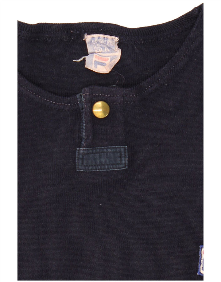 FILA Herren-Pullover mit U-Boot-Ausschnitt, Größe S, Marineblau