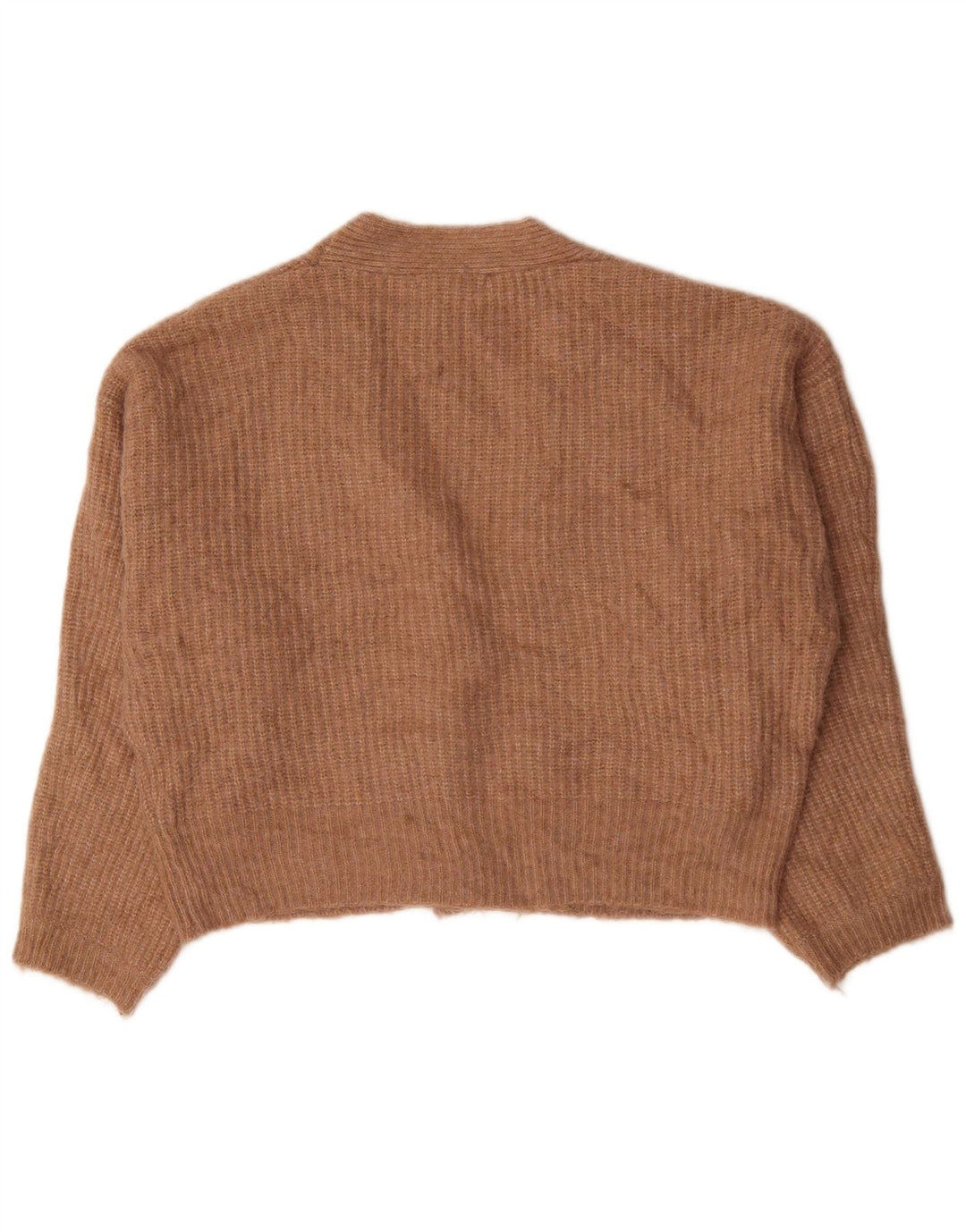 Zara Damen Crop Oversized Cardigan Pullover UK 14 Mittelbraunes Nylon