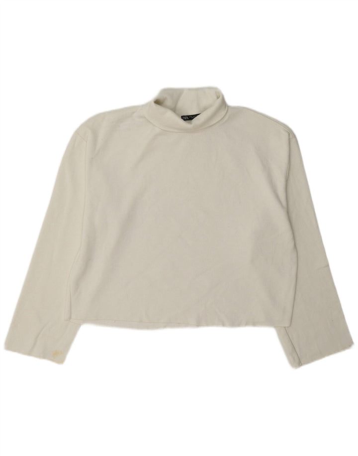 Zara Damen Crop Oversized Rollkragenpullover Pullover UK 10 Small Weiß