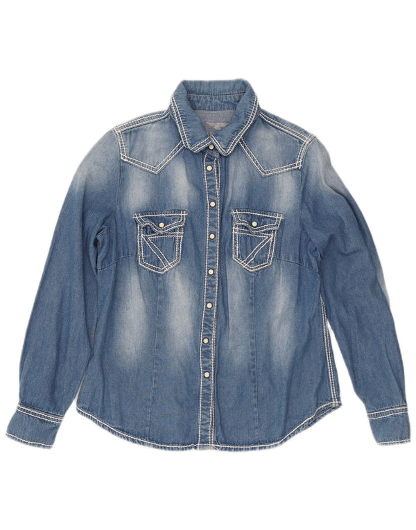 Arizona Damen Jeanshemd UK 14 Große blaue Baumwolle