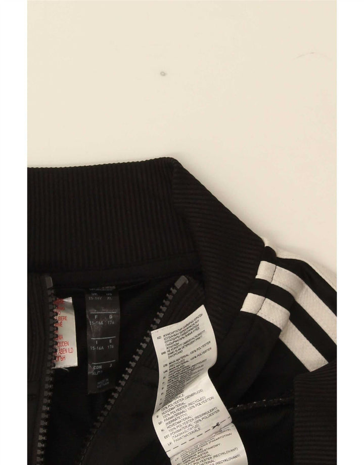 Adidas Jungen-Trainingsanzug-Top-Jacke, 15–16 Jahre, schwarzes Colourblock-Polyester