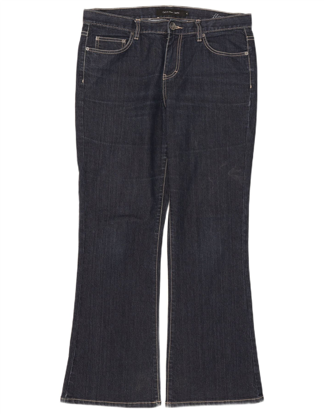 Calvin Klein Damen Flared Jeans US 10 Large W33 L29 Marineblaue Baumwolle