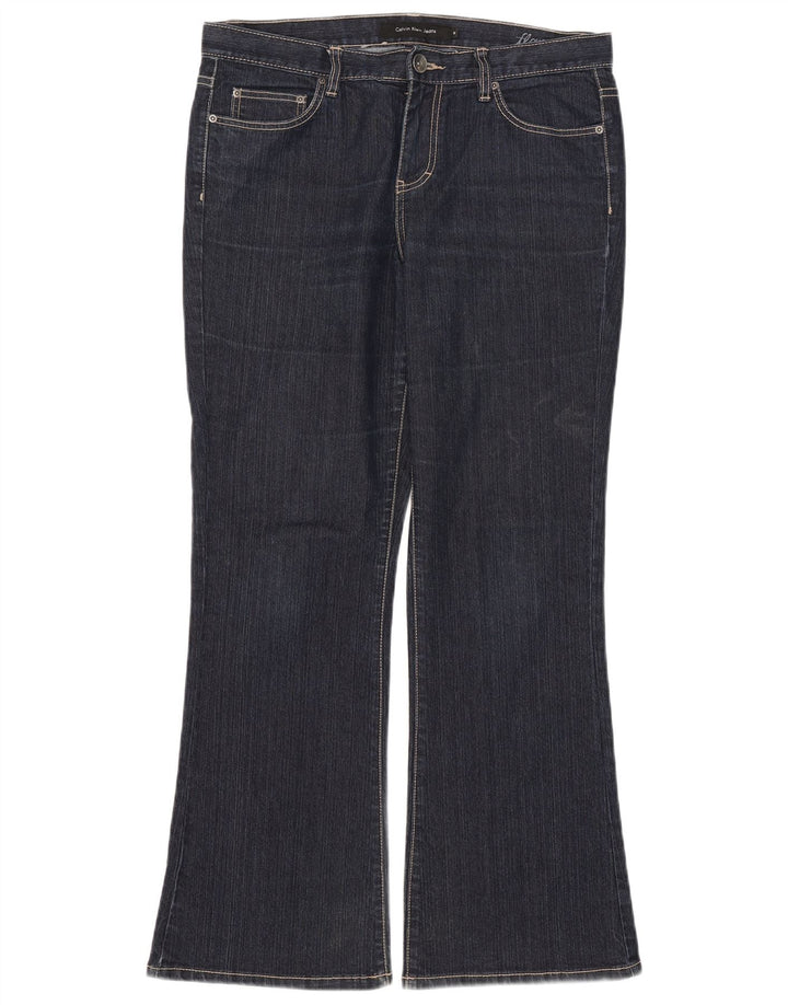 Calvin Klein Damen Flared Jeans US 10 Large W33 L29 Marineblaue Baumwolle