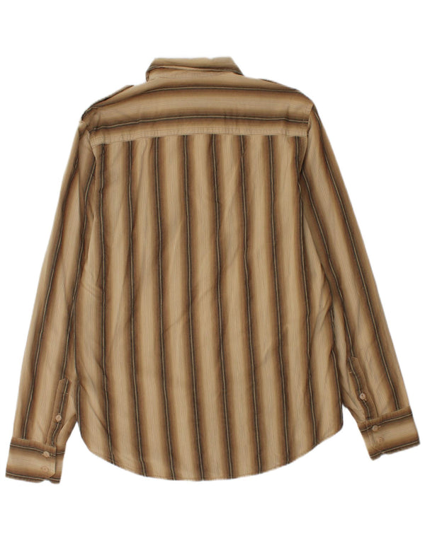 Calvin Klein Jeans Herren-Flanellhemd, mittelbeige, gestreift, Baumwolle