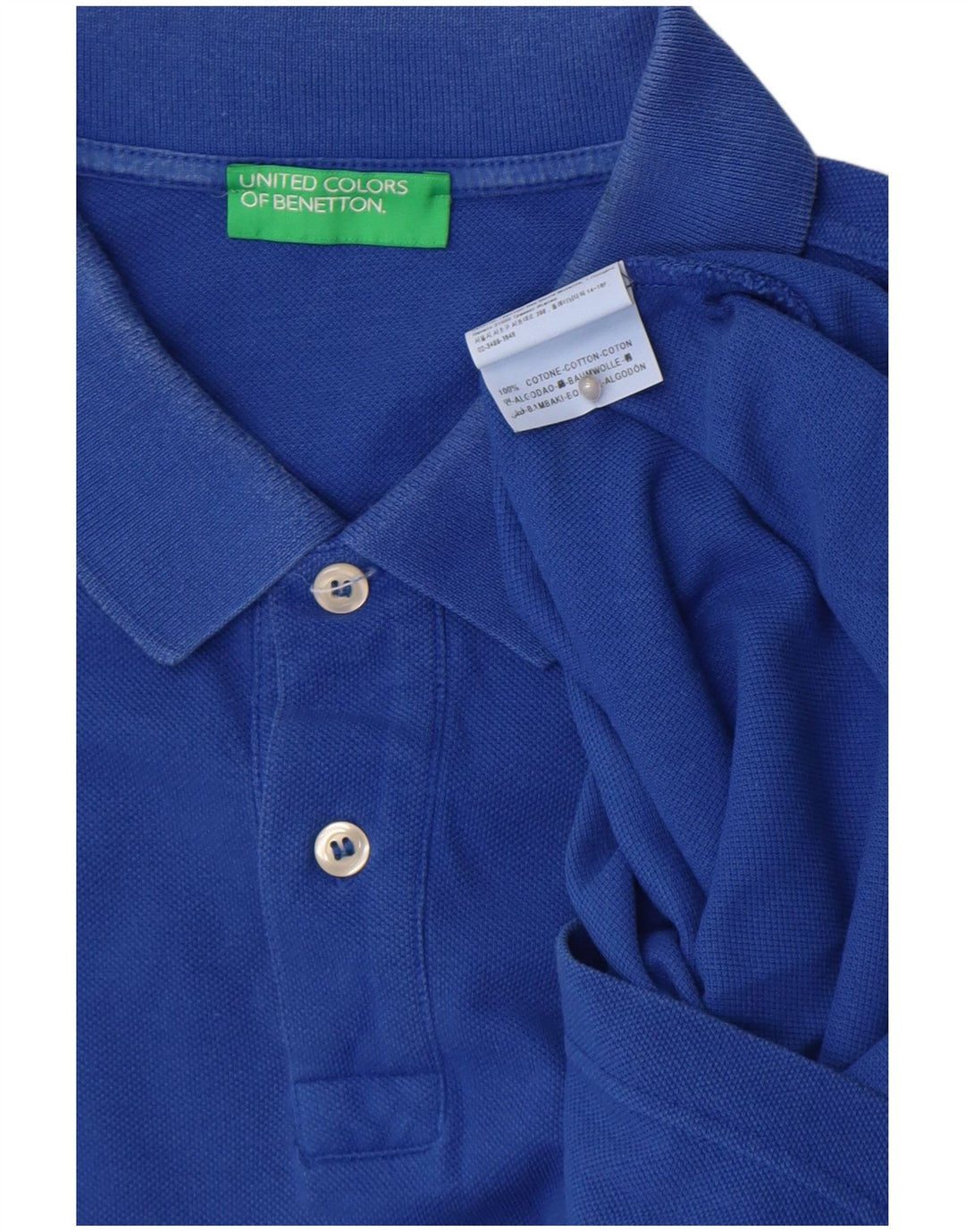 BENETTON Herren-Poloshirt, große blaue Baumwolle