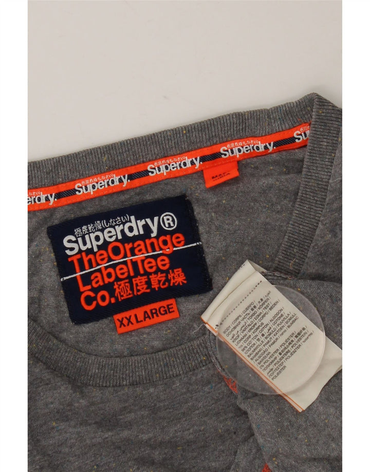 Superdry Herren-T-Shirt-Oberteil 2XL aus grau melierter Baumwolle