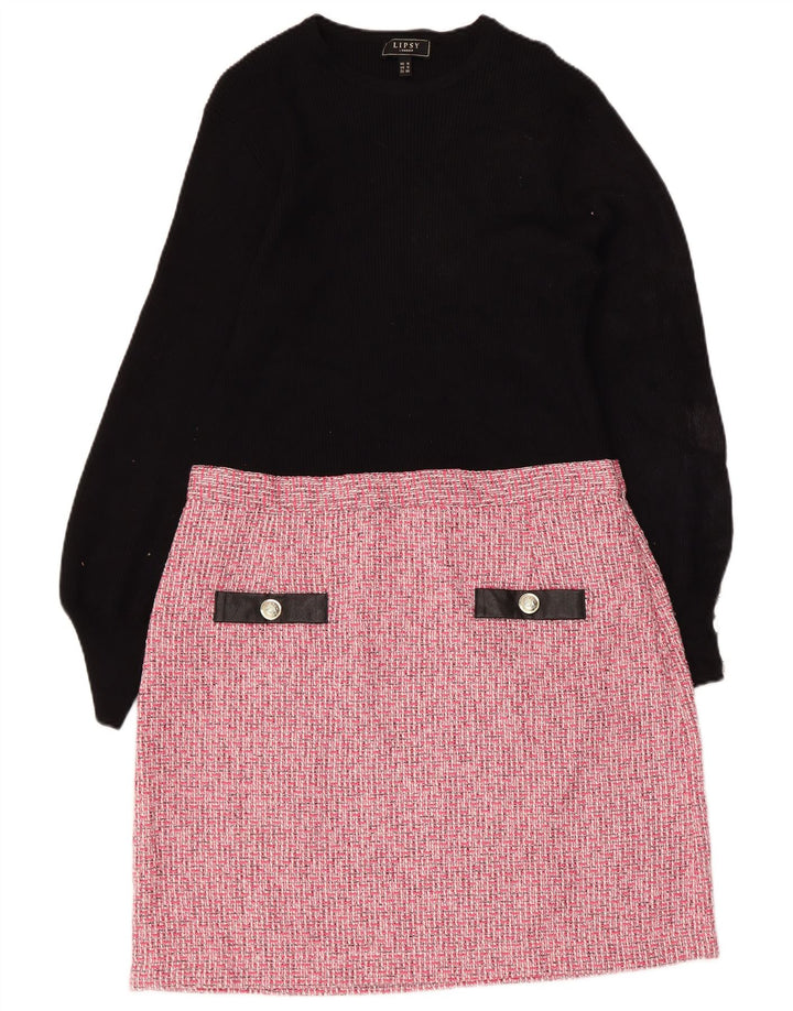 Lipsy Damen-Basic-Kleid mit langen Ärmeln, UK-Größe 46, Größe L, Rosa, Farbblock-Rayon
