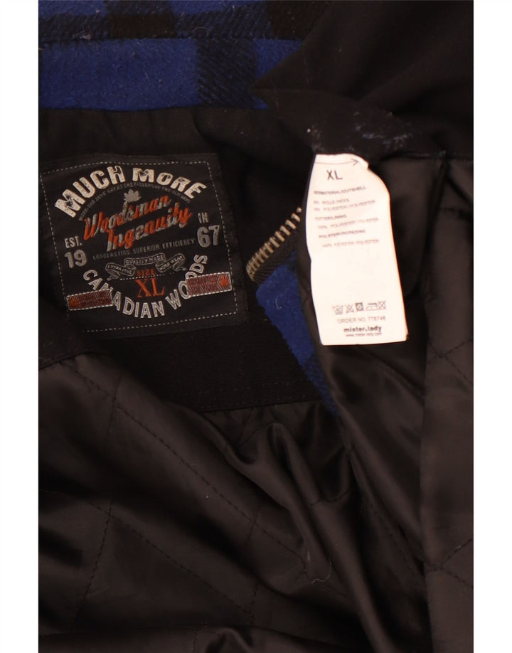 MUCHMORE Herren Bomberjacke UK 42 XL Blaue Gingham-Wolle