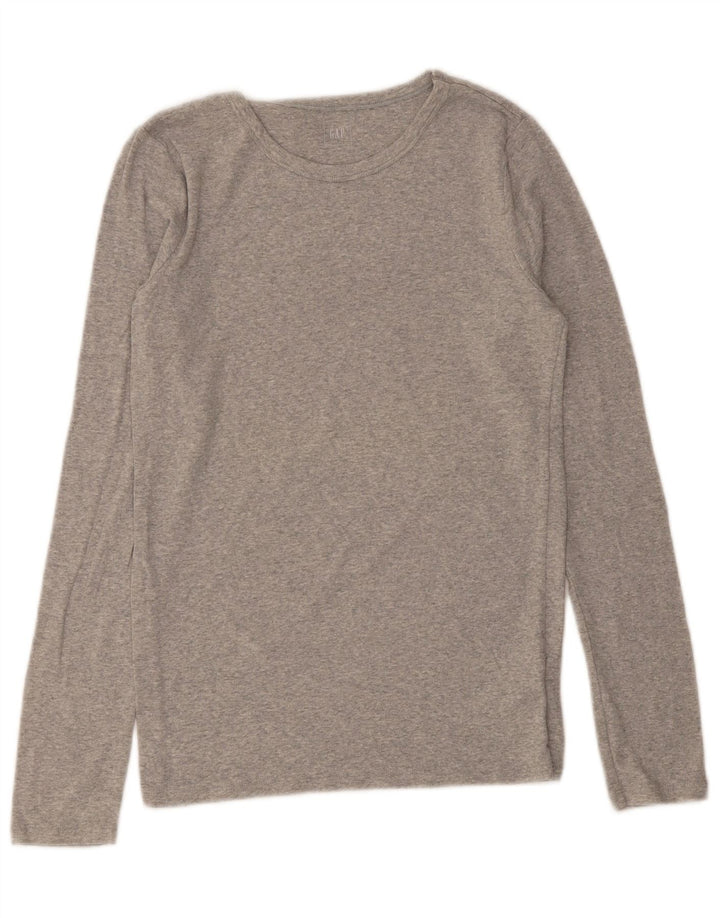 Gap Damen Top Langarm UK 12 Mittelgraue Baumwolle