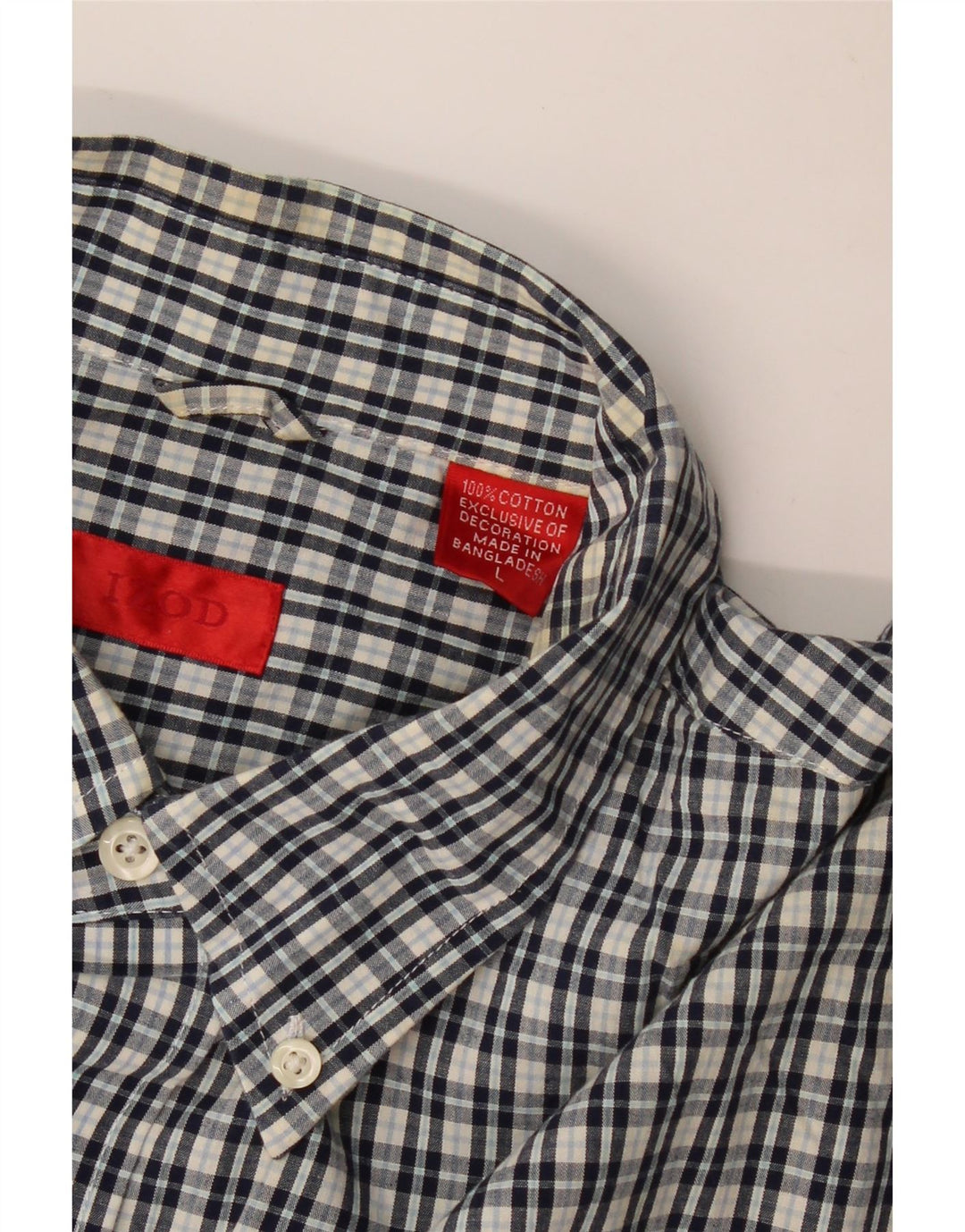 IZOD Herren-Kurzarmhemd, groß, marineblau, kariert, Baumwolle