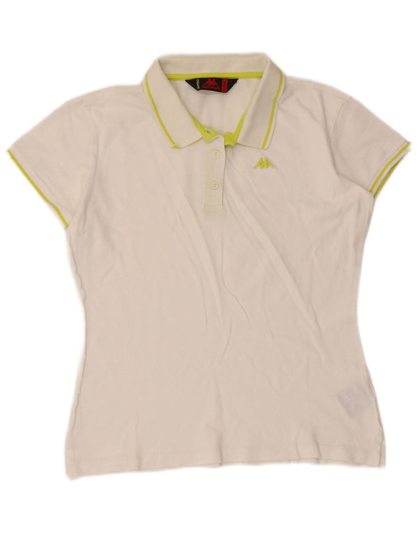 Kappa Damen Poloshirt UK 14 Large Weiße Baumwolle