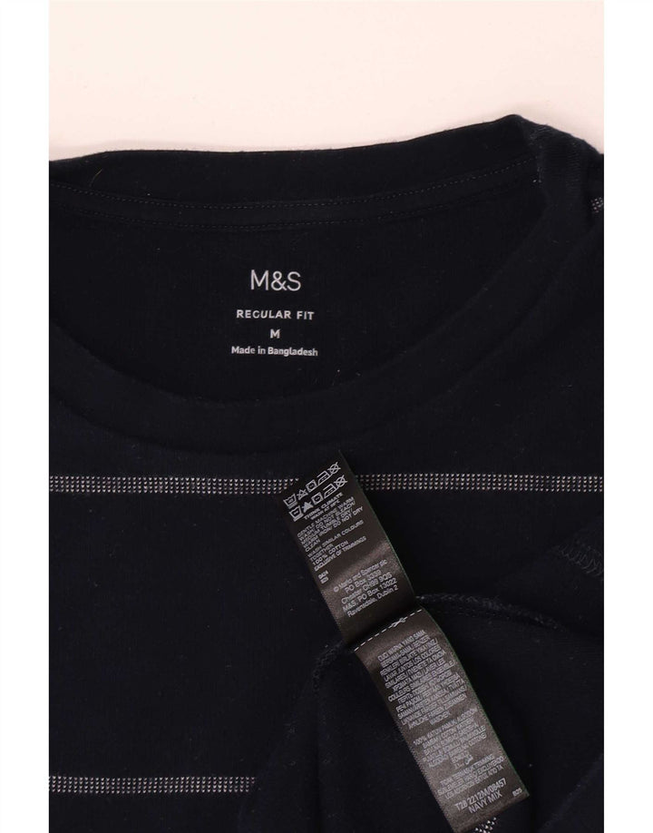Marks & Spencer Herren-T-Shirt mit normaler Passform, mittleres Marineblau gestreift