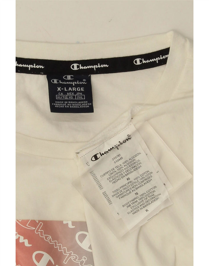 CHAMPION Mens Graphic T-Shirt Top XL White Cotton Vintage Champion and Second-Hand Champion from Messina Hembry 