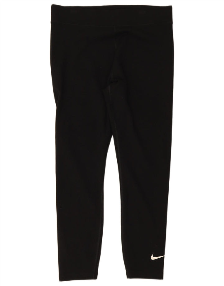 NIKE Damen Leggings UK 14 Large Schwarz Baumwolle