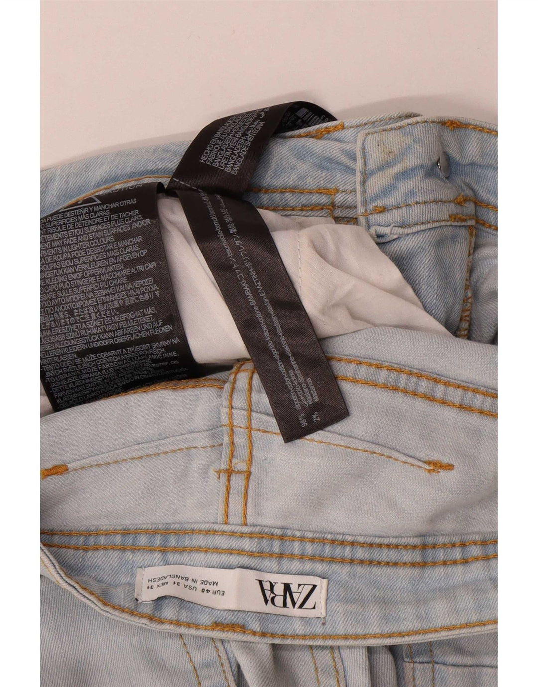 Zara Damen Distressed Slim Cropped Jeans EU 40 Medium W30 L25 Blaue Baumwolle