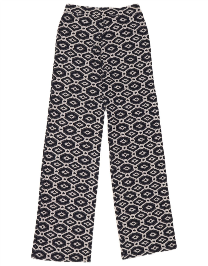 Zara Damen-Hose mit weitem Bein, mittelgroß, W28, L30, Marineblau, geometrisch