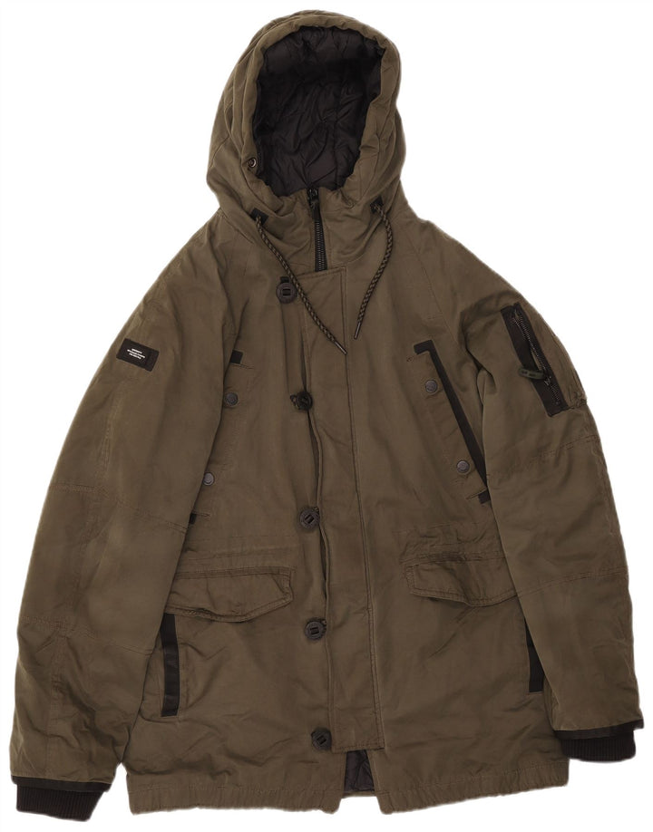 Superdry Herren-Parka mit Kapuze, UK 38, mittleres Khaki