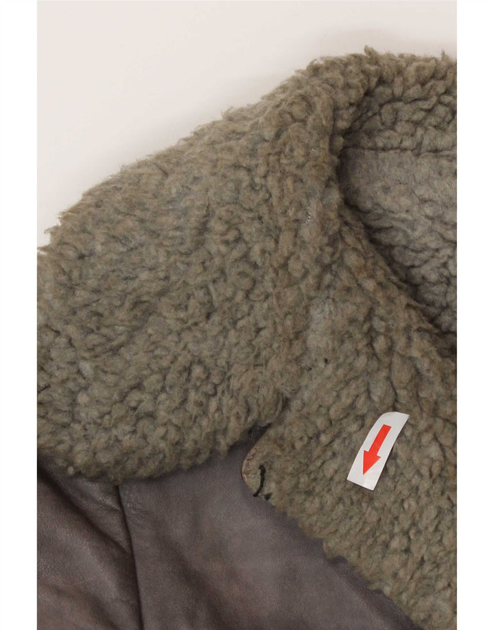 Vintage Damen Shearling Jacke UK 10 Small Grau