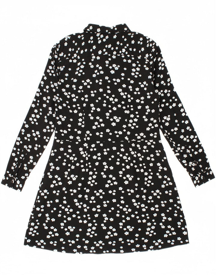 JACK WILLS Womens Pullover Shirt Dress UK 8 Small Black Floral Viscose