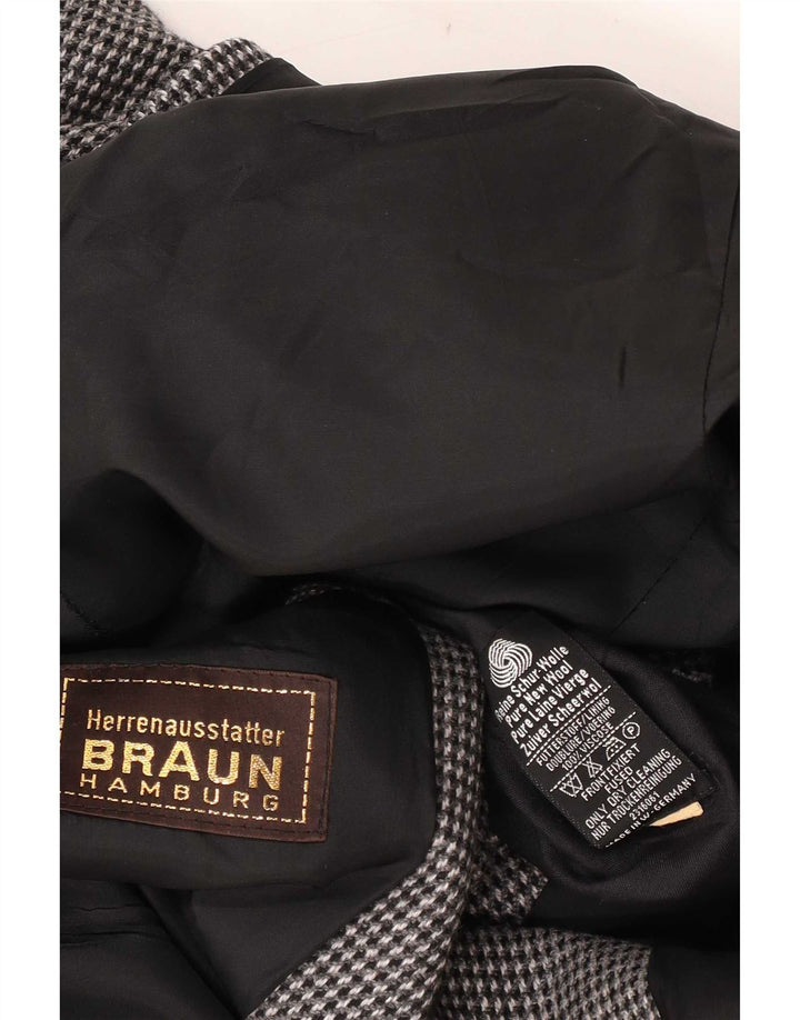 Vintage Herren 2-Knopf-Blazerjacke UK 38 Mittelgrau karierte Schurwolle