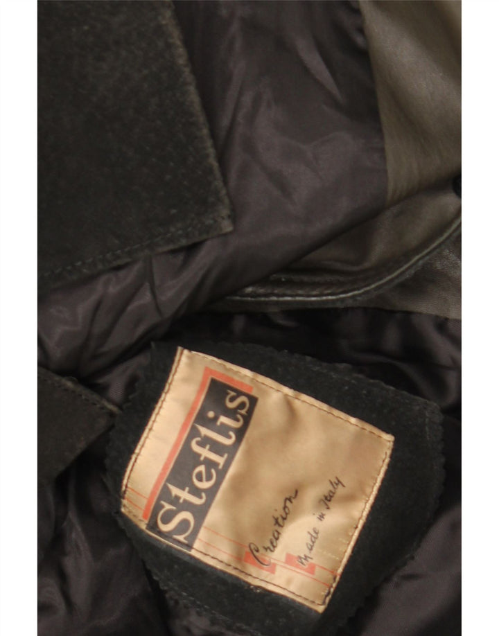 Vintage Herren 3-Knopf-Wildleder-Blazerjacke UK 38 Mittelschwarz