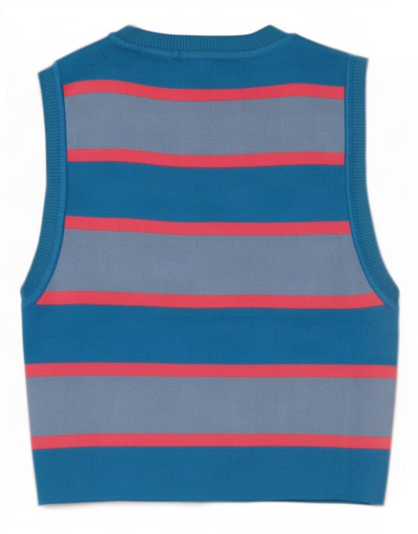 Zara Damen Crop Vest Top UK 14 Große blau gestreifte Viskose