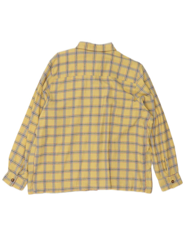 Giani Feroti Womens Oversized Flannel Shirt UK 16 Large Yellow Check Cotton