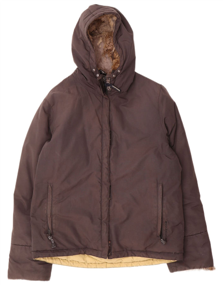 Woolrich Wattierte Damenjacke mit Kapuze, UK 16, Größe L, Braun