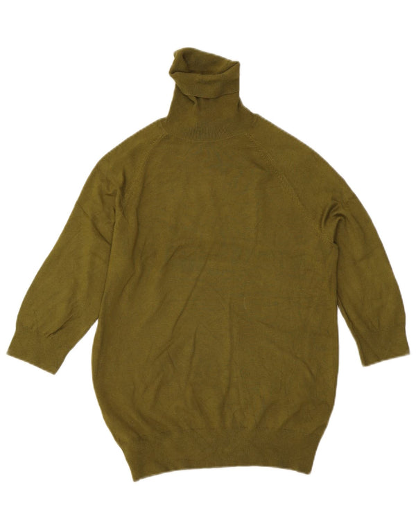 Zara Damen-Pullover mit Rollkragen, 3/4-Ärmel, UK-Gr. 12, mittlere Khaki-Viskose