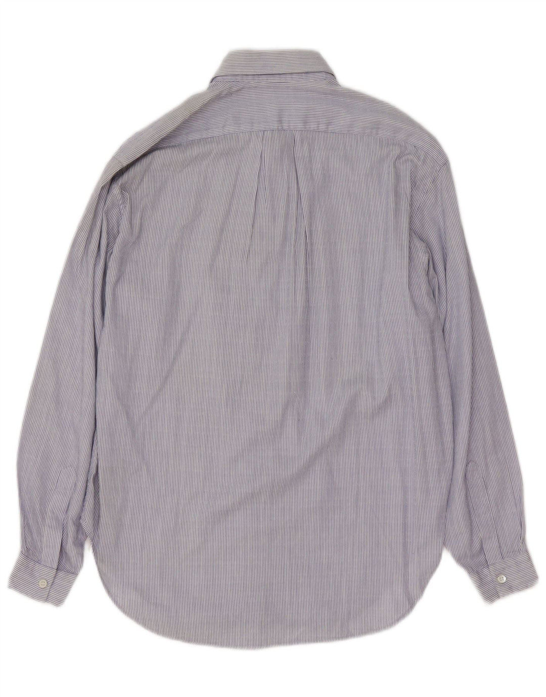 Vintage Damenhemd UK 14 Mittelblaue Nadelstreifen-Baumwolle