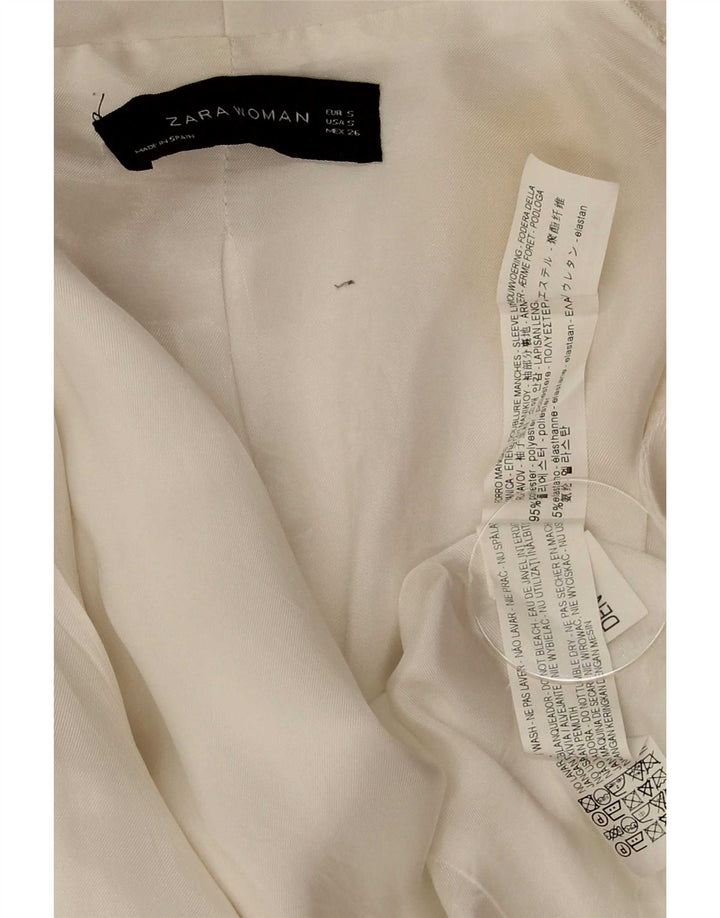 Zara Damen-Blazer mit 3/4-Ärmeln, Gr. 10, Größe S, Weiß, Polyester