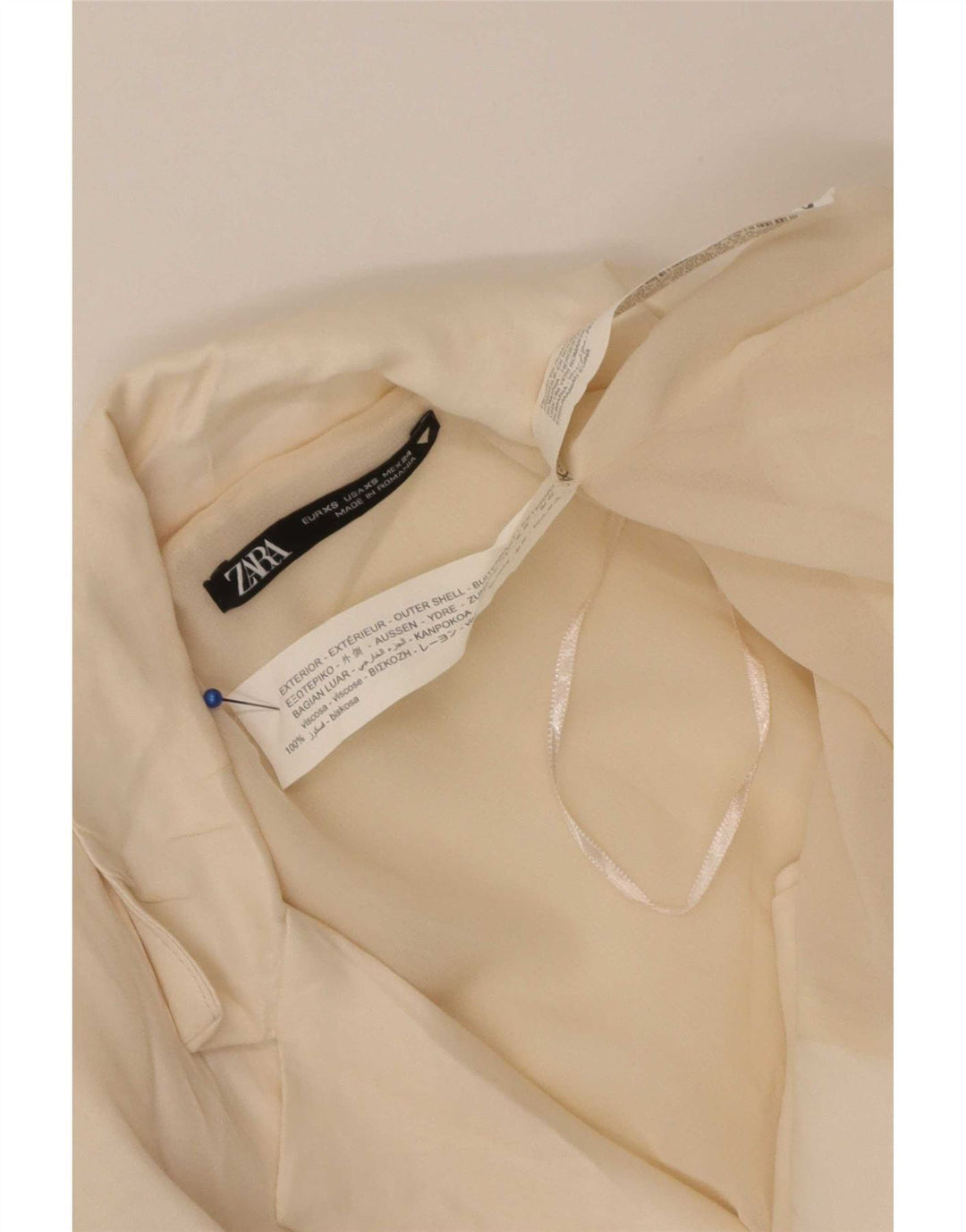Zara Damen Mantel UK 6 XS Off White Viscose