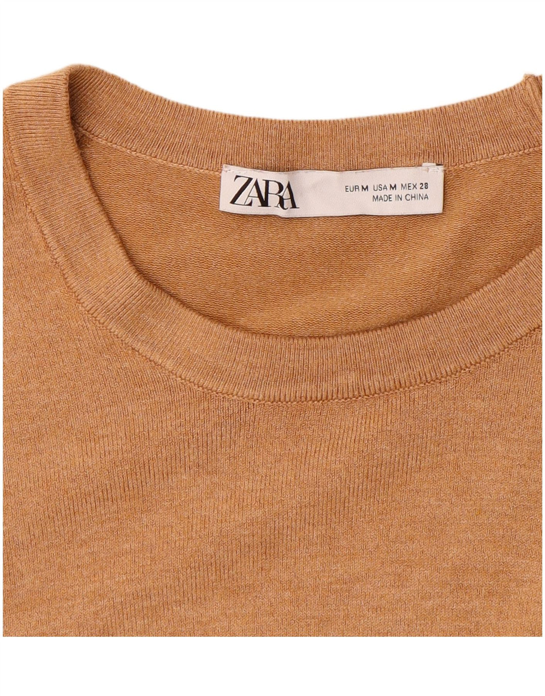Zara Damen-Pullover mit U-Boot-Ausschnitt, Gr. 12, Mittelbeige