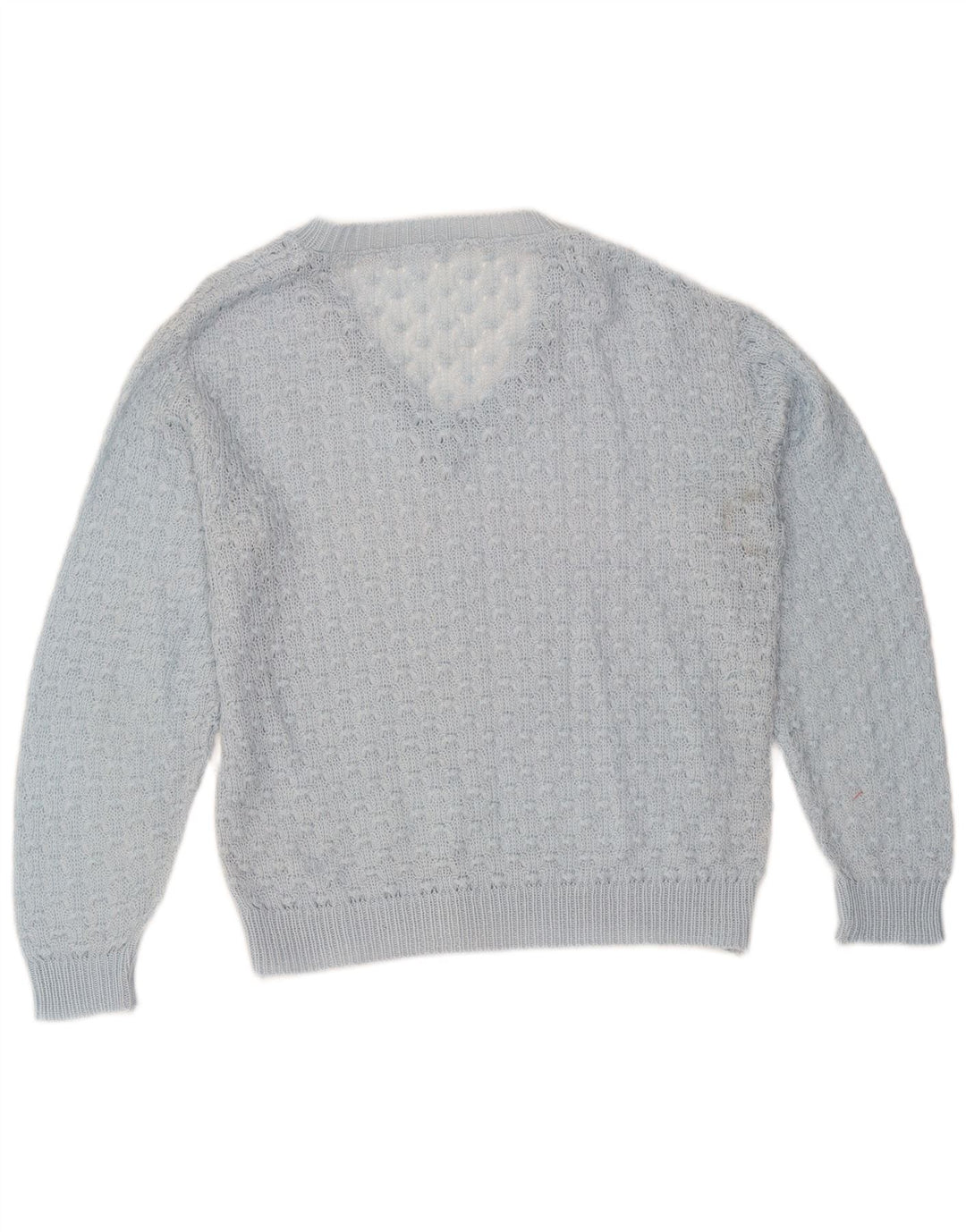 Vintage Damen V-Ausschnitt Pullover Pullover UK 14 Mittelblau