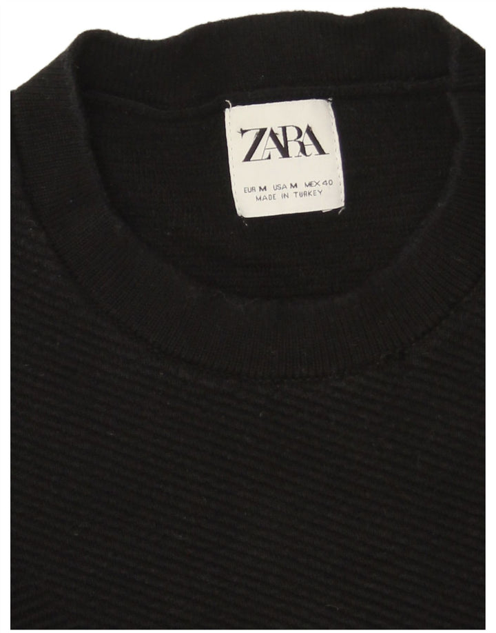 Zara Herren-Pullover mit Rundhalsausschnitt, mittlere schwarze Baumwolle