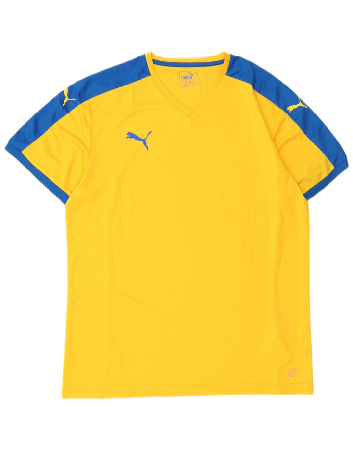 PUMA Herren T-Shirt Top XL Gelb Colourblock Polyester