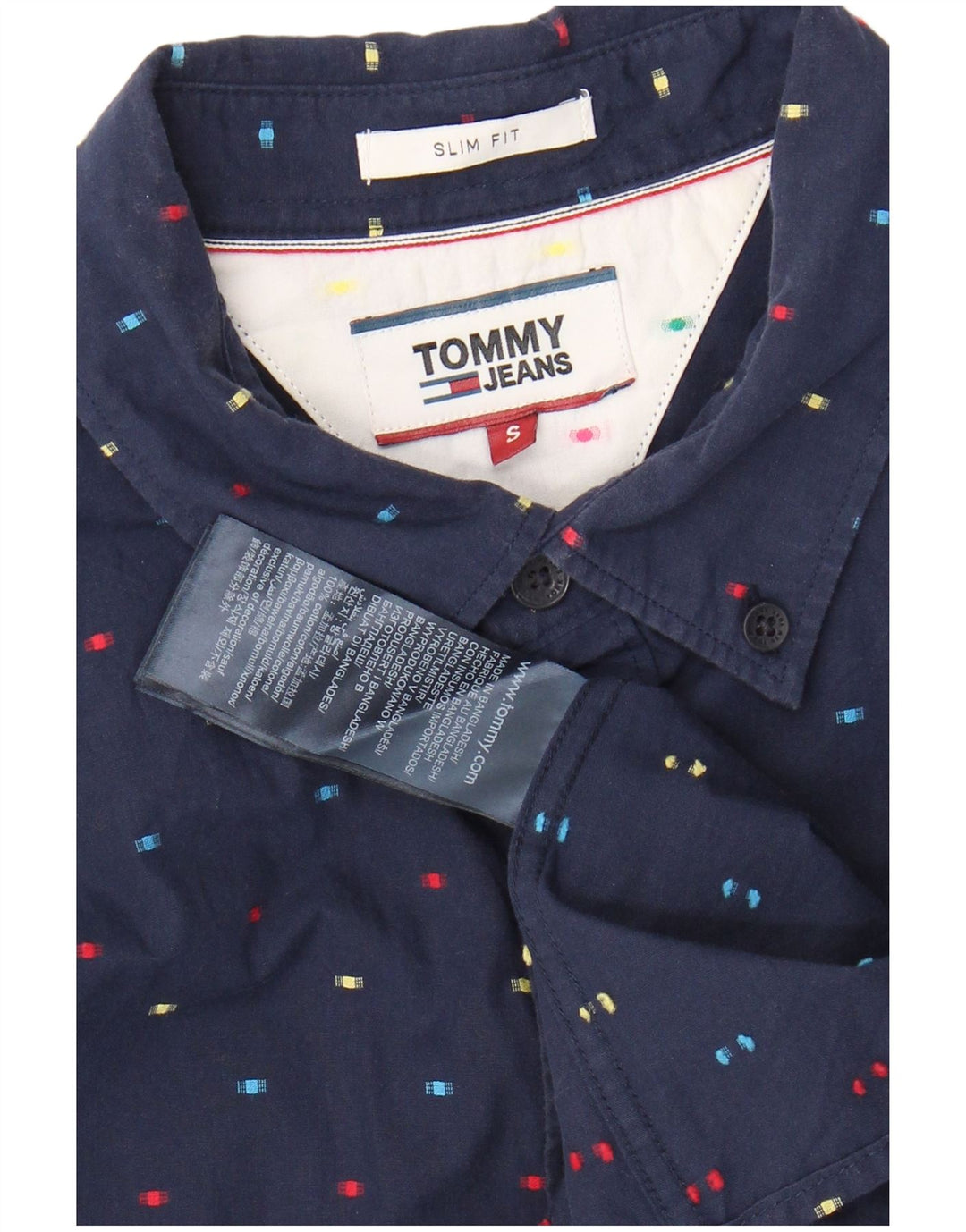 TOMMY HILFIGER Herren Slim Fit Hemd Kleine marineblau gepunktete Baumwolle