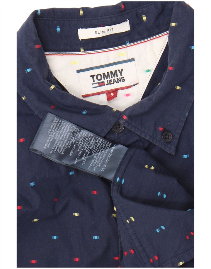 TOMMY HILFIGER Herren Slim Fit Hemd Kleine marineblau gepunktete Baumwolle