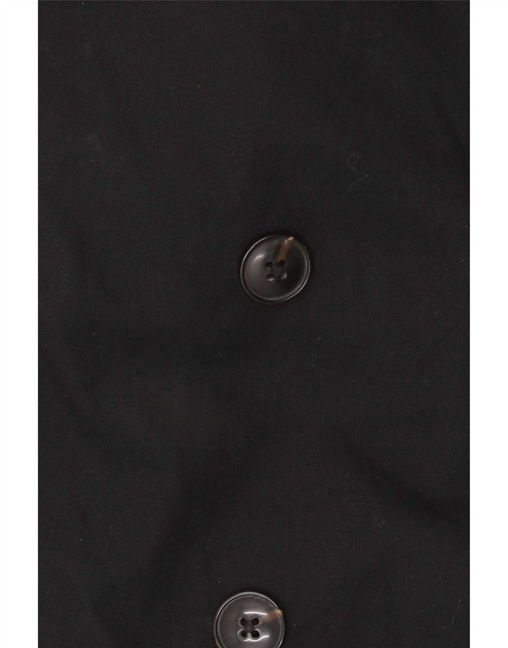 Gap Damen Zweireihiger Trenchcoat UK 14 Mittelschwarze Baumwolle