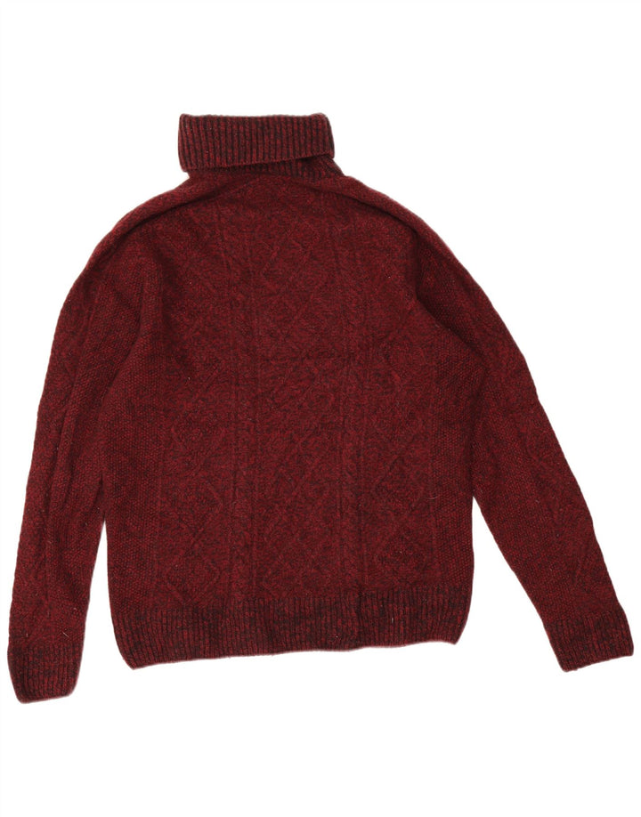 Lacoste Herren-Pullover mit Rollkragen, Größe 5, große burgunderrote Wolle