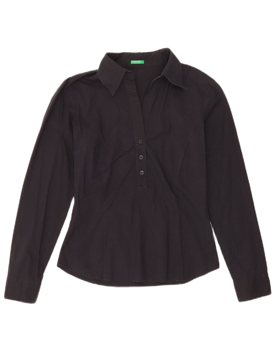 Benetton Damen-Pullover-Hemd, UK 10, Größe S, Schwarz, Baumwolle