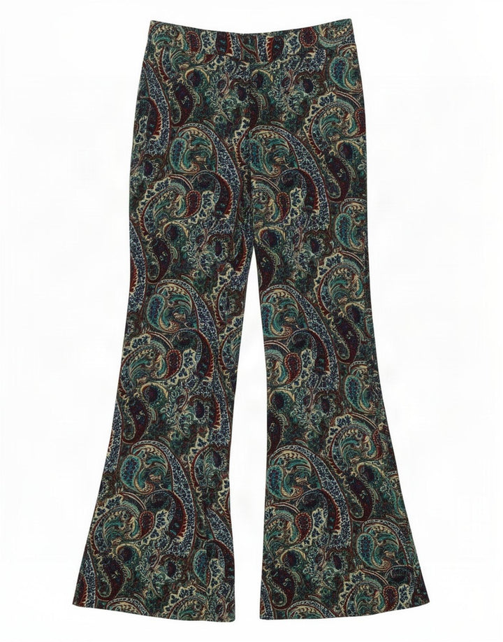 Zara Damen-Flare-Freizeithose, Größe M, W28, L32, mehrfarbig, Paisleymuster