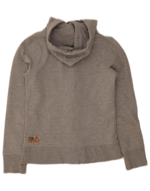 Leone Damen-Kapuzenpullover mit Reißverschluss, UK 12, mittelgraue Baumwolle